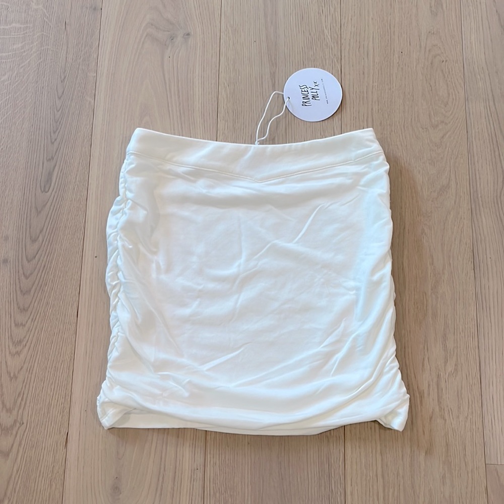 NWT Princess Polly Benji Side Ruched White Skirt Size 10